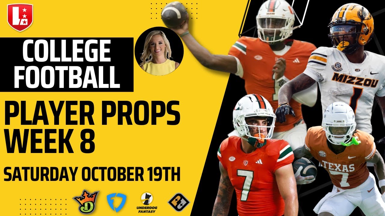 College Football Week 8 Player Prop Bets Saturday October 19th | Underdog & PrizePicks Best Bets